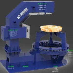 Hot 3D laser measurement machine measuring railway wheels dimensions in high-temperature state