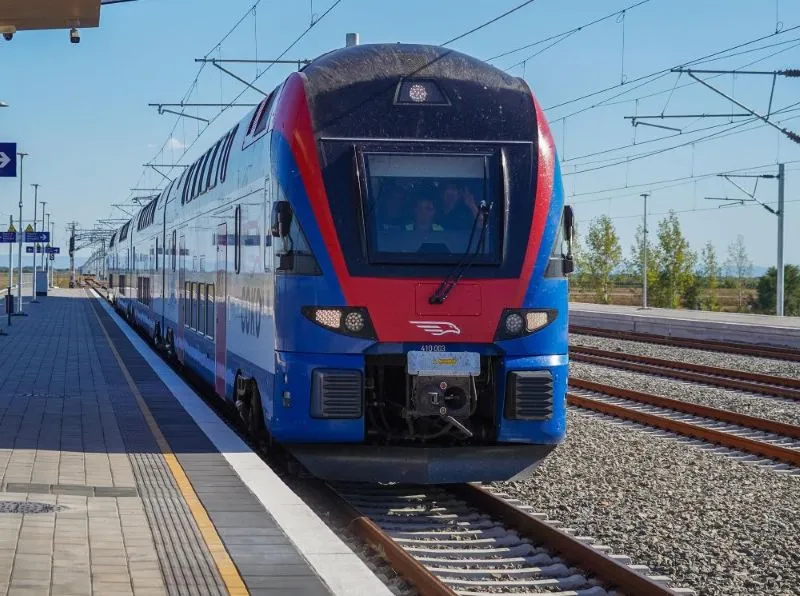 Train operating on the Novi Sad–Subotica section of the Hungary–Serbia Railway built to EU TSI standards