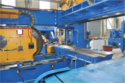 High-speed circular cold sawing machine in a forged railway wheel manufacturing facility ensuring uniform volume and weight control
