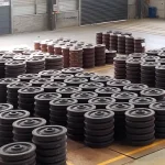 forged custom railway wheels in production workshop before mechanical testing