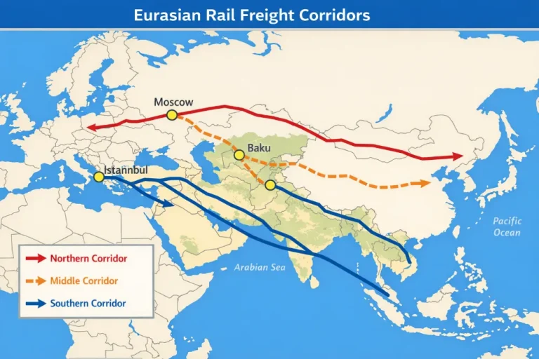 Eurasian rail freight corridor connecting Asia and Europe