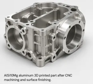 AlSi10Mg aluminum 3D printed part showing topology optimized lightweight structure enabled by metal additive manufacturing