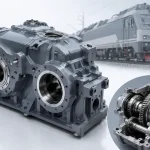 Railway Component Heavy-duty locomotive gearbox housing with internal gear transmission structure for railway drivetrain systems