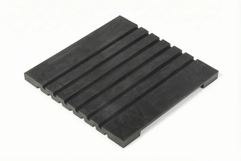 Rubber rail pad used in railway fastening systems for vibration damping and sleeper protection.