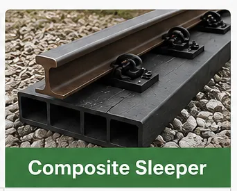 Sådan vælger du det rigtige jernbanesovemateriale? 5 Composite railway sleeper with rail fastening components for bridges tunnels and environmentally sensitive railway projects