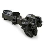 heavy-duty black steel industrial coupler assembly.