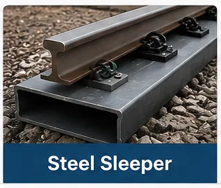 Sådan vælger du det rigtige jernbanesovemateriale? 4 Steel railway sleeper with rail fastening system for mining and industrial railway applications
