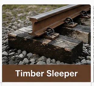 Sådan vælger du det rigtige jernbanesovemateriale? 2fremmøder Timber railway sleeper with rail fastening components used for bridges, turnouts, and secondary railway lines