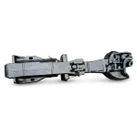 a large, heavy-duty black steel industrial coupler assembly.