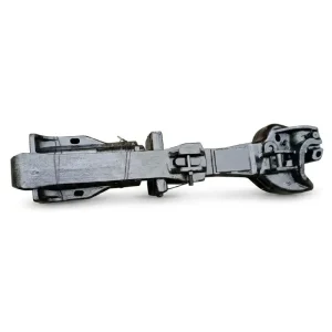 a large, heavy-duty black steel industrial coupler assembly.