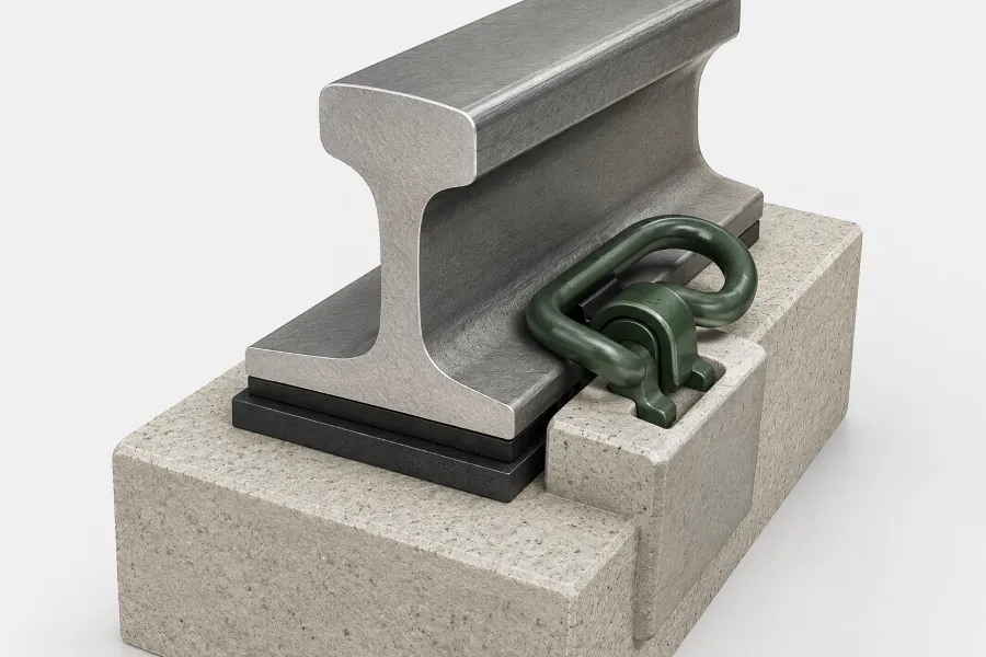E-Clip vs SKL Clip: Which Is Better for Your isolator2 E-Clip fastening system structure with rail, insulator, rail pad and shoulder
