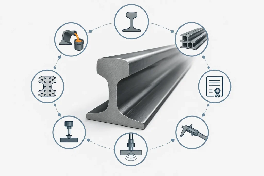 Railway Rail Specifications: What Buyers Should Check Before Ordering 1 Railway rail specification showing section, steel grade, inspection and testing requirements