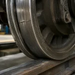 Railway wheels crack on the tread at the wheel-rail contact