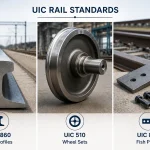 Padrões ferroviários UIC para perfis ferroviários, conjuntos de rodas e pratos de peixe