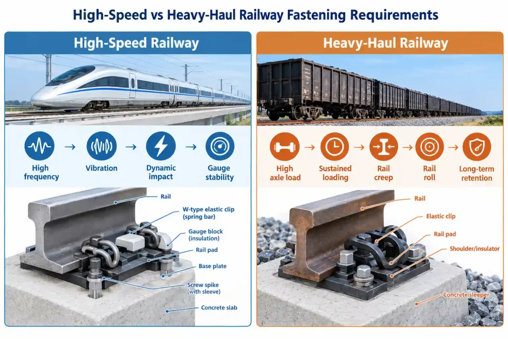 Railway Fasteners for Heavy Haul Railways 2 Comparison of high-speed and heavy-haul railway fastening requirements