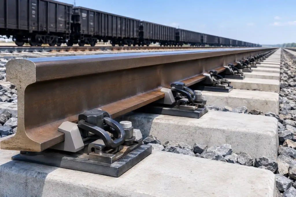 Railway Fasteners for Heavy Haul Railways 1 Heavy-haul railway track with elastic rail fasteners, rail pads and concrete sleepers as Railway fasteners for heavy haul