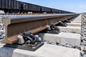 Heavy-haul railway track with elastic rail fasteners, rail pads and concrete sleepers as Railway fasteners for heavy haul