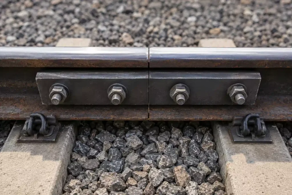 Why Do Fish Bolts Loosen? Causes and Prevention 1 Fish bolts and fish plates securing a joint between two railway rails.